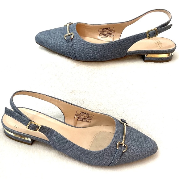 Denim Blue Jones New York Quaden Pointed Low Heel Pointed Toe Slingback Sz 9W - Picture 1 of 14